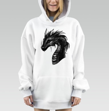 Мудрый Черный Дракон с Рогами Голова, Hoodie Mjhigh Dig, оверсайз, утепленная