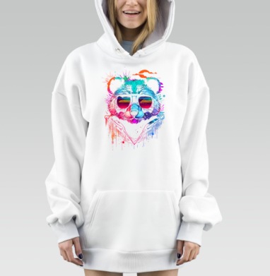 Панда в очках с закатным отражением new retro wave, Hoodie Mjhigh Dig, оверсайз, утепленная