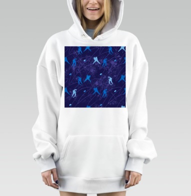 Хоккеисты Атакуют На Льду в Динамике Атаки, Hoodie Mjhigh Dig, оверсайз, утепленная