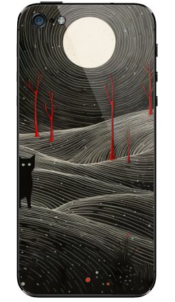 Мистический кот и красный пейзаж в ночи - Виниловые наклейки на iPhone 5 - купить в Москве, страница 4