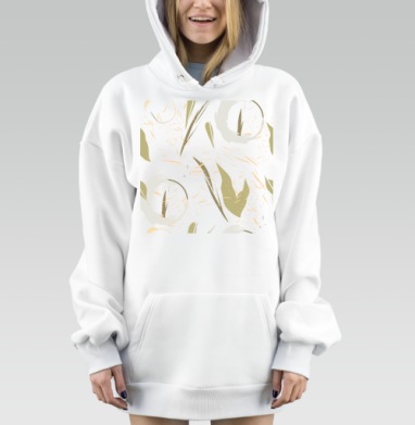 Серый абстрактный узор с зелёными элементами и песочным рисунком, Hoodie Mjhigh Dig, оверсайз, утепленная