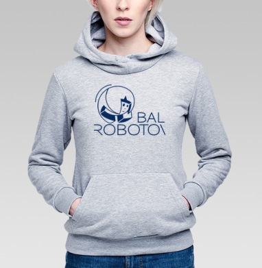 Ретро робот парит в синем с красным Bal Robotov, Толстовка Женская серый меланж 340гр, утепленная