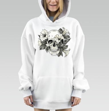 Череп В Цветах Символ Жизни И Смерти, Hoodie Mjhigh Dig, оверсайз, утепленная