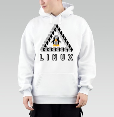Пингвин на треугольнике Пенроуза с надписью Linux Линукс, Толстовка Mjhigh, утепленная