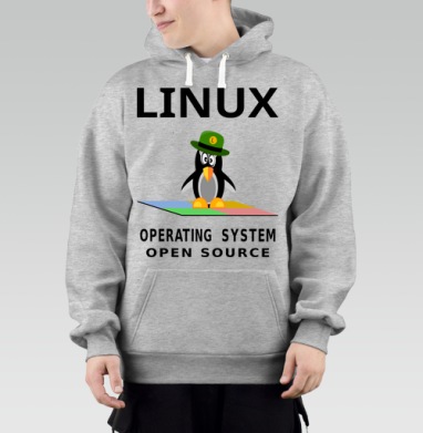 Пингвин в зеленой шляпе на фоне Linux операционная система open source, Толстовка Mjhigh–Mel, утепленная