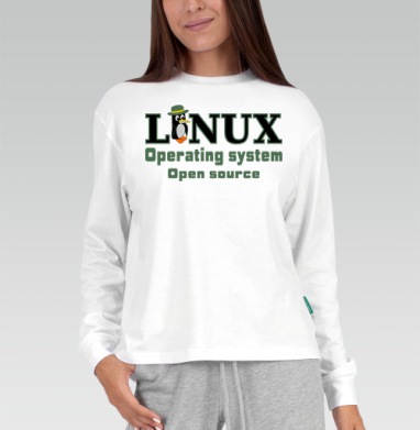 Linux операционная система открытым исходным кодом, Футболка лонгслив женская белая