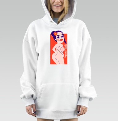 Девушка в профиль с надписью просто люблю яркие цвета красный, Hoodie Mjhigh Dig, оверсайз, утепленная