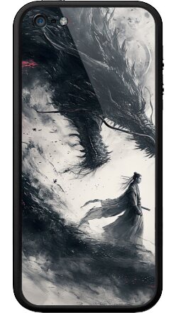 Силуэт воина и дракон — мощь духа - Бампер на iPhone 5, 5S