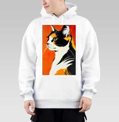 Кот профиль рыжий важный взгляд важный кот, Толстовка Mjhigh, утепленная
