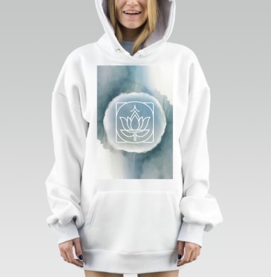 Спокойный лотос с акварельным фоном для расслабления, Hoodie Mjhigh Dig, оверсайз, утепленная
