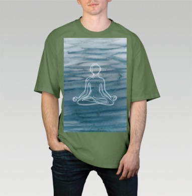 Медитация в синем спокойствие внутри гармония души, Футболка мужская оверсайз оливковая