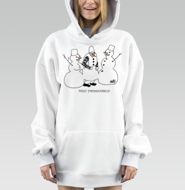 Человек снеговики абсурдный юмор весёлыенапоследнихсловах, Hoodie Mjhigh Dig, оверсайз, утепленная