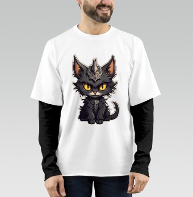 Кот-кошмарик., Футболка мужская лонгслив OneOne