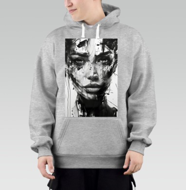Черно белое лицо женщины в урбанистическом выражении, Толстовка Mjhigh–Mel, утепленная