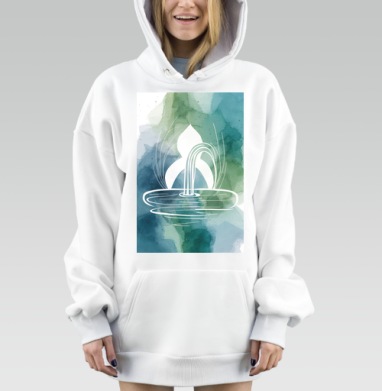 Голубой Зеленый Водный Источник умиротворяющего спокойствия, Hoodie Mjhigh Dig, оверсайз, утепленная