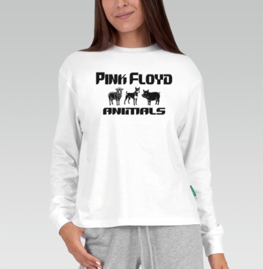 Стильная графика по мотивам альбома Pink Floyd Animals Пинк Флойд Животные, Футболка лонгслив женская белая