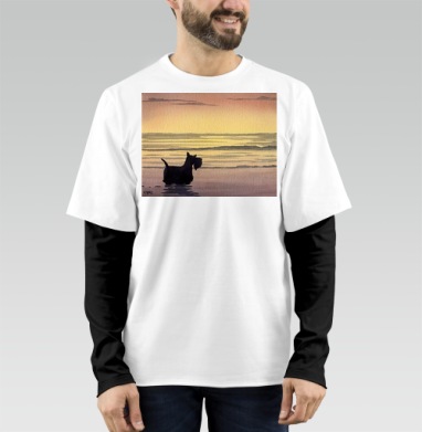 Scottish Terrier at sunset – Скотч терьер на закате Scottish Terrier sunset, Футболка мужская лонгслив OneOne