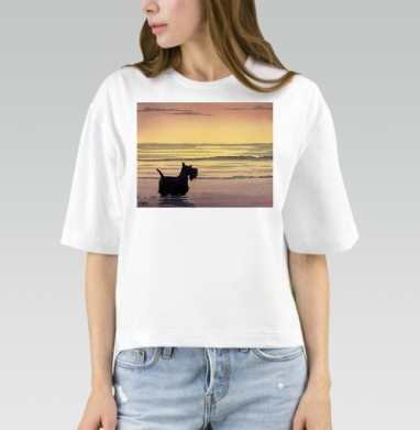 Scottish Terrier at sunset – Скотч терьер на закате Scottish Terrier sunset, Футболка женская оверсайз Mido