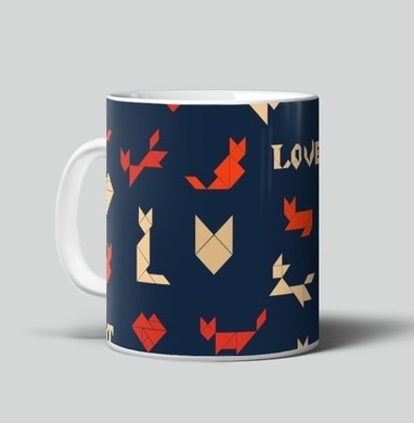 Коты из танграма с сердцами любовь коты сердечки - Магазин футболок jsartvector - Дизайнерские принты