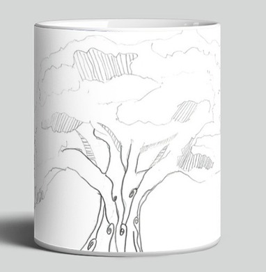 Sketchy Tree – Эскиз дерева в графическом стиле для декора интерьера, Кружка c принтом керамическая