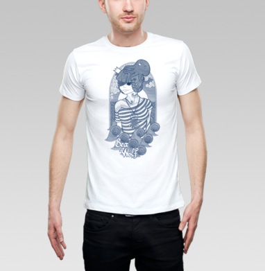 Изысканный портрет Морской Волчицы в гравюрном стиле - Funny T-Shirts For Cheerful Life