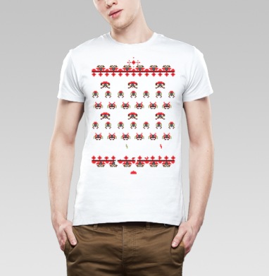 Space invaders a la rus / Космические захватчики а-ля рус, Футболка мужская Base белая