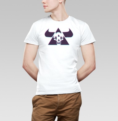 TRIANGLE SKULL BULL / Череп быка в треугольнике, Футболка мужская Base белая