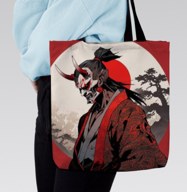 Warrior Demon in Traditional Kimono / Воин демон самурай в маске - Магазин футболок Lessy - Дизайнерские принты