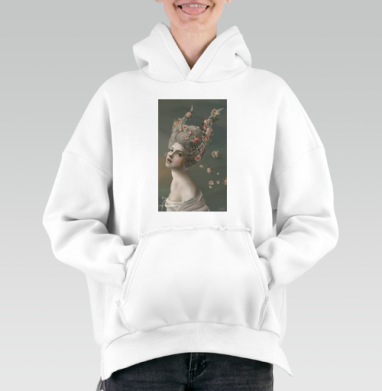 Женский портрет с прической в стиле «сада на голове» - Hoodie Mjhigh White, утепленная, страница 2