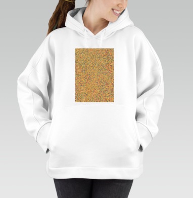 Абстрактные каллиграфические узоры с контрастными элементами и текстурой, Толстовка / Женская/ Оверсайз / Начес / Белая / C принтом