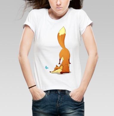Fox / Лисичка, Футболка женская белая 180гр