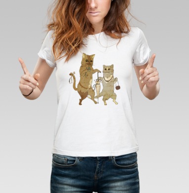 Katzen / Кошки, Футболка женская белая 180гр