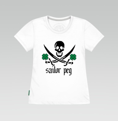 Дерзкая эмблема пирата Sailor Peg, Футболка женская белая 180гр