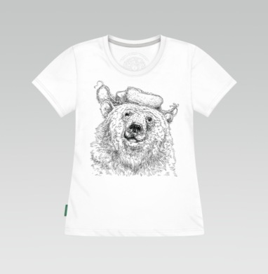 Russian bear / Русский медведь, Футболка женская белая 180гр