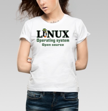 Linux операционная система открытым исходным кодом, Футболка женская белая 180гр