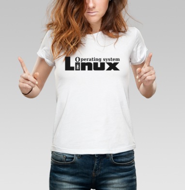 Лаконичный черно-белый логотип Linux с пингвином Tux Операционная Система - Магазин футболок Wladimir. Дизайнерские принты.