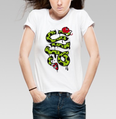 Snake / Змея, Футболка женская белая 180гр