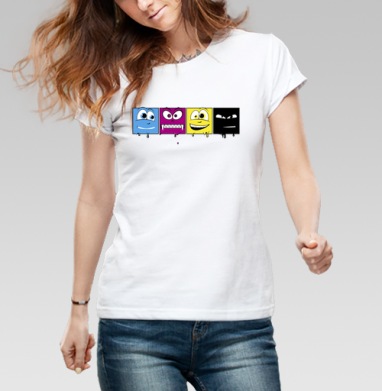 CMYK faces / Лица CMYK, Футболка женская белая 180гр