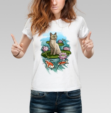 SummerCat / Летний кот, Футболка женская белая 180гр