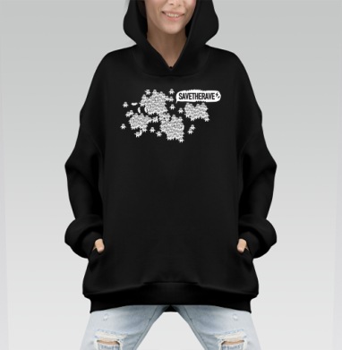 Защитные человечки в костюмах и протест Спасите рейв - Hoodie Mono, черная, оверсайз, утепленная, страница 7
