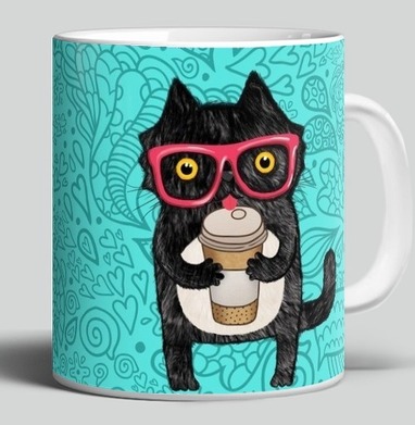 Coffee-cat, Кружка c принтом керамическая