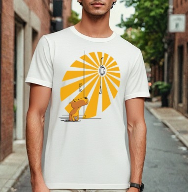 Маленький щенок с надеждой смотрит на поводок, Футболка мужская Base белая