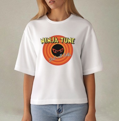 Ретро-логотип Ninja Tune в стиле Looney Tunes, Футболка женская оверсайз Mido