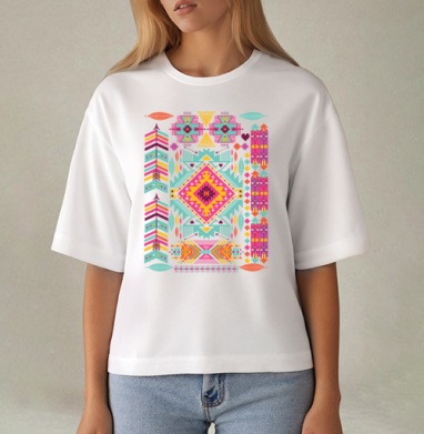 Trendy tribal ornament, Футболка женская оверсайз Mido