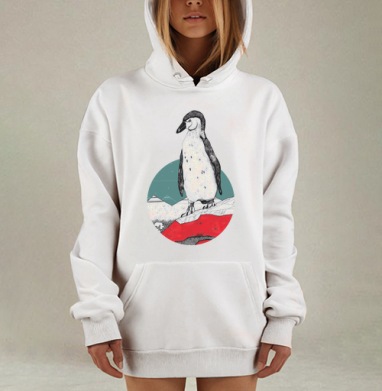Антарктический пингвин, Hoodie Mjhigh Dig, оверсайз, утепленная
