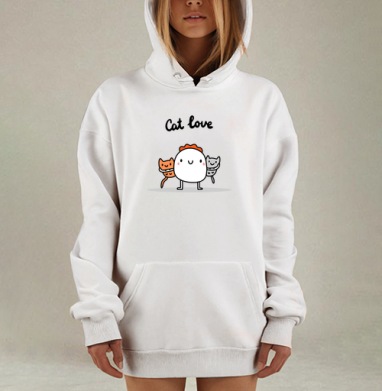 Милый персонаж с котиками: теплота и нежность, Hoodie Mjhigh Dig, оверсайз, утепленная