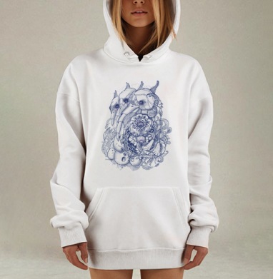 Crow+crow+crow, Hoodie Mjhigh Dig, оверсайз, утепленная