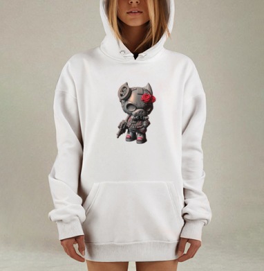 Арт-фигурка «Вооружённый поросёнок с розами», Hoodie Mjhigh Dig, оверсайз, утепленная
