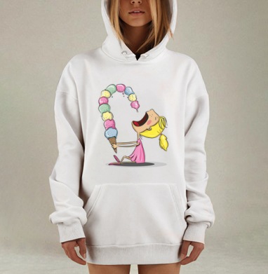 Девочка с мороженным, Hoodie Mjhigh Dig, оверсайз, утепленная