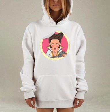 Икона Элвиса с микрофоном и ретро-шармом, Hoodie Mjhigh Dig, оверсайз, утепленная